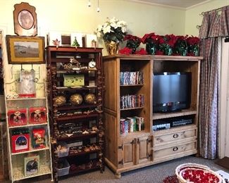 Great selection of DVD’s... many of TV shows... Rustic/Pine Texan Entertainment Center