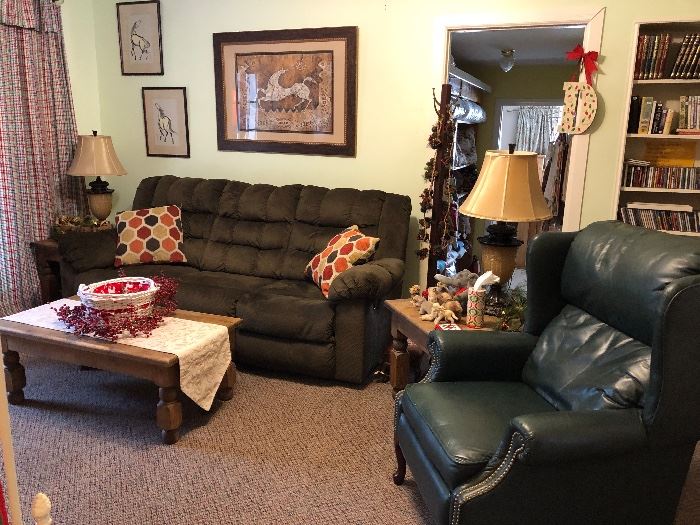 Double Reclining Sofa, Leather High Leg Recliner...