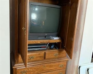 #13		Kimball Oak Armoire/Entry. Center w/slide-back doors & 5 drawers  41x22x75	 $75.00 
