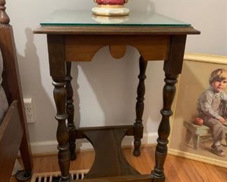 #17		Square Wood End Table 18x30 w/glass protect	 $60.00 

