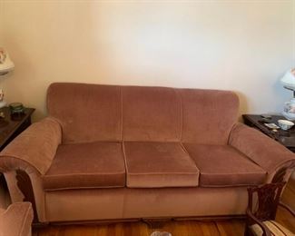 #23		Mid-Century style Mauve velvet Sofa 80" Long 	 $75.00 
