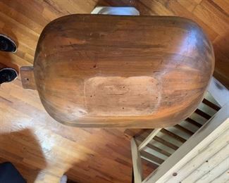 #31		Antique Wooden Dough Bowl 23"x14.5x4.5  	 $100.00 
