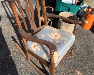 #61		rocker w blue flower seat	 $45.00 
