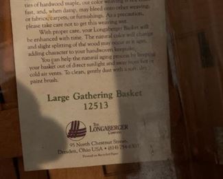 #89		Longaberger Large Gathering Basket 12513	 $45.00 
