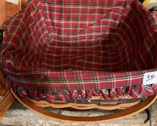 #90		Longaberger Basket w/2 handles & Liner 	 $35.00 
