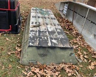 #97 metal bottom flat boat green with 2 seats 	 $200.00 