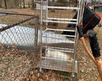 #99	outside  	metal tall shelf  for trays 	 $100.00 
