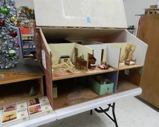 Hand made doll house with garage and furniture included