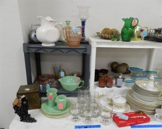 Jadeite, pottery, pink depression glass