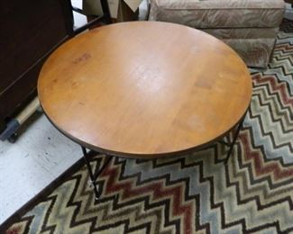 Mid-Century Maple w/wrought iron leg coffee table