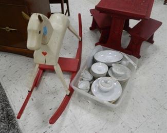 China set, rocking horse