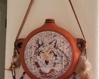 Collectible Native American wolf decor.
