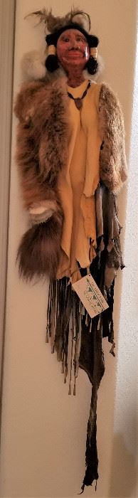 Vintage One-of-a-kind Native American Spirit doll. Hangs on wall.