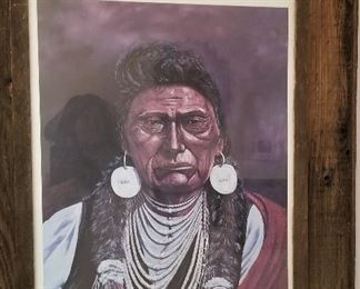 Chief Joseph in a fabulous wooden rustic frame. Paperwork on the back.