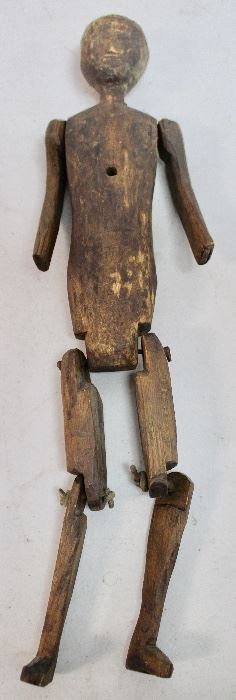 Early wooden, jointed Pinnochio figure
