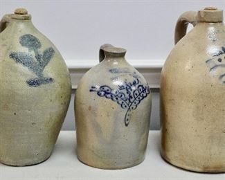 Decorated stoneware jugs