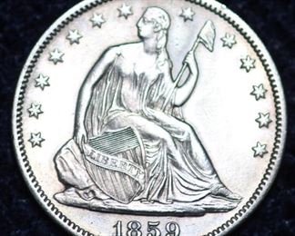 18959 Seated Liberty half dollar