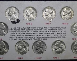 1945 silver war nickel set
