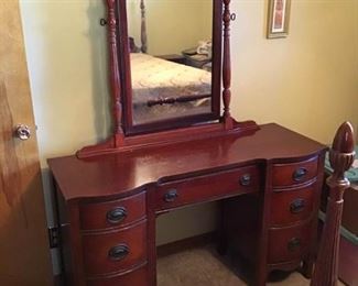 Vintage Wooden Vanity with Mirror
