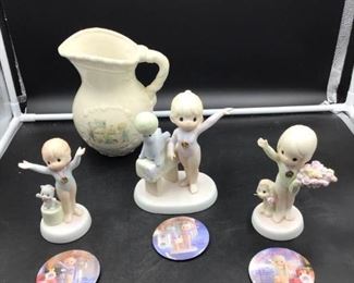 Precious Moments Figurines and Pitcher