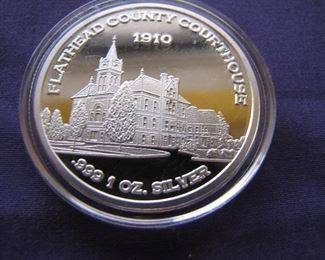 Flathead  1 oz. Silver Coins with only 2500 produced for anyone year - 2017 Features Flathead River entry into Flathead Lake - 2018 Features Big Mountain - 1910 Flathead Country Courthouse on the Obverse of all Flathead County Limited Production Coins. 2019 and 2010  limited production to be released next year. We are the sole distributor of the Uniqueness of Montana in Silver proof-like coins.