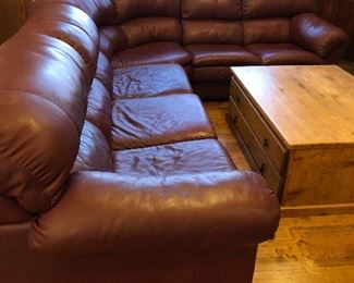 Italian leather 3 piece sectional 
11’ long 8.5’ wide in  aubergine color. Custom order from Elan fine furniture, Omaha. It’s VERY comfortable 