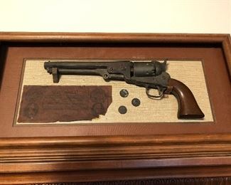 Replica handgun, old coins and confederate money