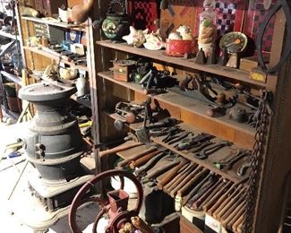 Model t tools among hundreds of wrenches, saws, etc.