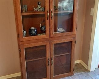 Oak Cabinet with Glass Doors