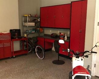 new red cabinets in garage