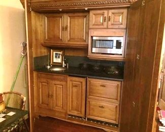 bar cabinet with refrigerator & microwave