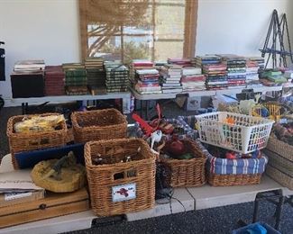 garage full of kids stuff & books fishing reels etc