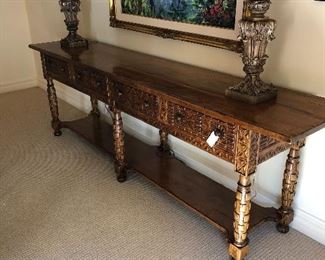 incredible pretty carved side board upstairs in craft room in perfect condition