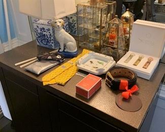 Hermes ashtray and tie plus other goodies including antique ivory.
