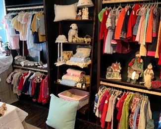A beautiful collection of antique children’s cloths and more. Many of the newer pieces have never been worn