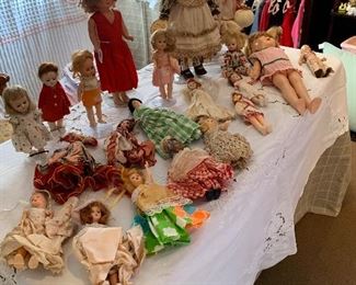 A collection of antique dolls