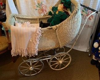Antique baby buggy with the “Christmas Cabbage Patch” fool in tow!