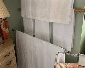 Linen bath towels and one linen king sized top sheet