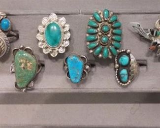 Turquoise abd Coral Ring Collection