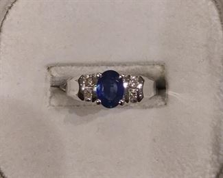 Sapphire and Diamond Ring in White Gold