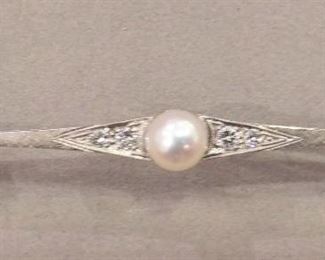 Antique 14k Diamond and Pearl Pin