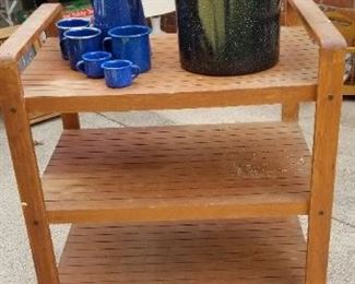 Kitchen cart and enamel ware