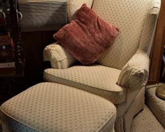 Chippendale Wing Chair w Ottoman