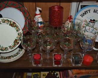Christmas Stemware and plates