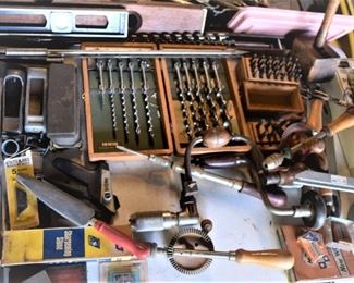 Garage Brace, Augers and Hand Drills