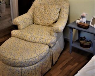 Master Bedroom Lounge Chair with Curved Ottoman by Ethan Allen