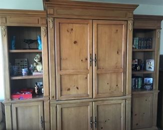 Pine armoire -pair of bookcase units -can be sold separately