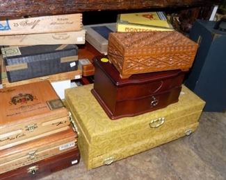 vintage cigar boxes and jewelry boxes