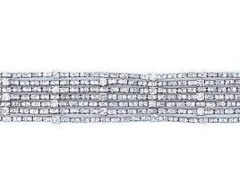 14KT white gold ladies cast and assembled seven row diamond bracelet; identified with markings of 14K. Trademark is Orianne.  Stunning bracelet featuring a series of seven diamond ribbons, each ribbon is made up of an in-line row of small round diamonds interspersed with larger round diamonds. The bracelet concealed clasp is also set with diamonds. Approximately 721 prong set round brilliant cut diamonds, measuring 2.70 - 1.40mm (depth est.) approximate total weight of 721 Stones = 10.17ct. Clarity . I-I to I-2 Color . G-I Total Weight of Diamonds . 10.17ct. Total Weight of Bracelet . 40.80gm  Length: 6.75 in. Condition: New, good workmanship AIG Report included.
