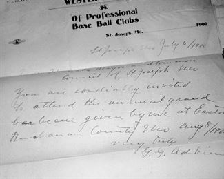 July 6, 1900 Western League of Professional Base Ball Clubs St. Joseph, MO letter